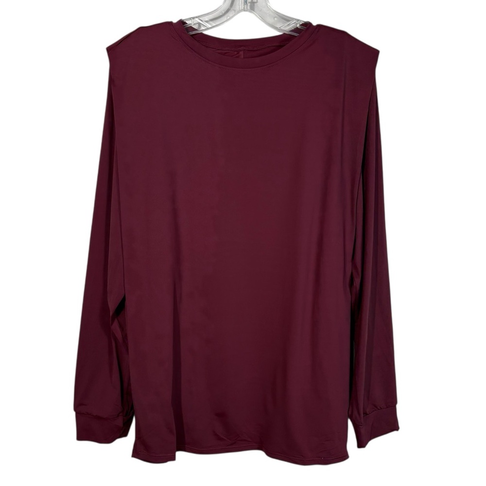 Halara Maroon Athletic Stretch Long Sleeve Drape Side Top Large L NWT Breathable